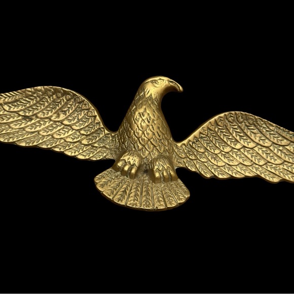 Vintage Mid Century Cast Brass Eagle Bird Metal Hanging Wall Patriotic Decor - Picture 10 of 14